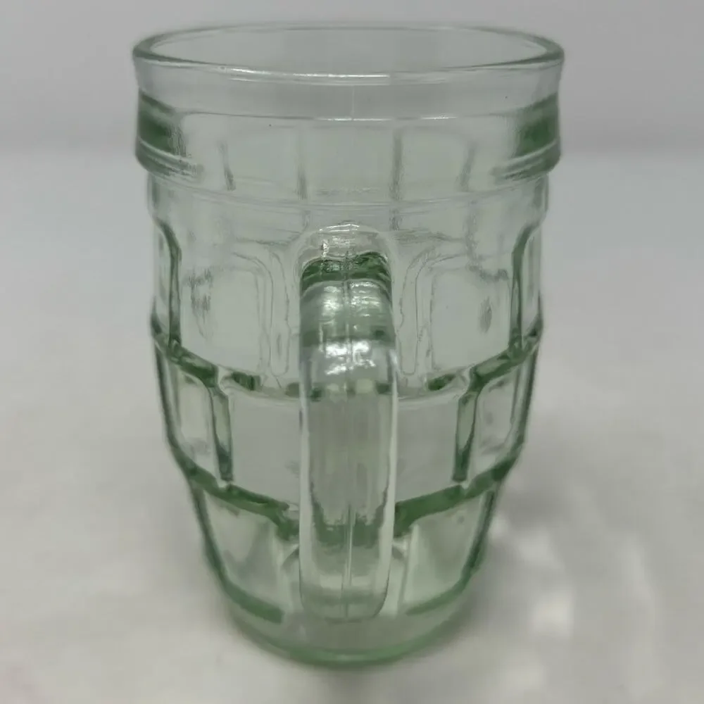 Vintage‎ Barrel Beer Glass Light Green Tint with Handle 4
